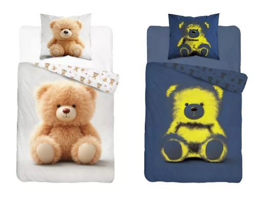 Pościel bawełniana świecąca w ciemności 5416 A Pluszowy Miś Detexpol