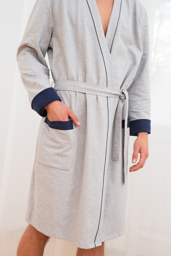 Szlafrok męski z kieszeniami Gabriel Italian Fashion- melanż/granat