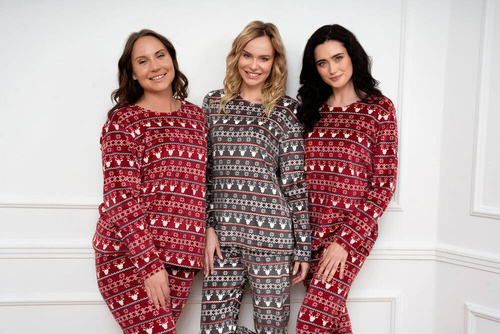 Polarowy Komplet Damski Islandia Italian Fashion - druk bordowy 