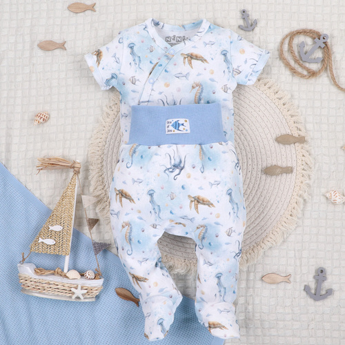 Body Sea Of Joy Nini kopertowe krótki rękaw biały – organiczna bawełna, noworodek