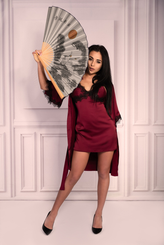 Szlafrok damski Aresmina LC 90564 Cherry Mahogany Callection LivCo Corsetti