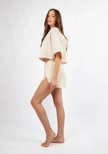 Komplet bawełniany DK-K-W02 Dkaren - ecru