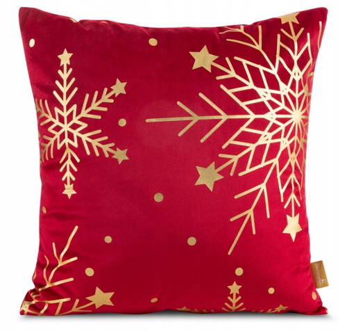 Eurofirany Chp 237 Poszewka świąteczna z weluru czerwony– elegancka, miękka, błyszcząca dekoracja