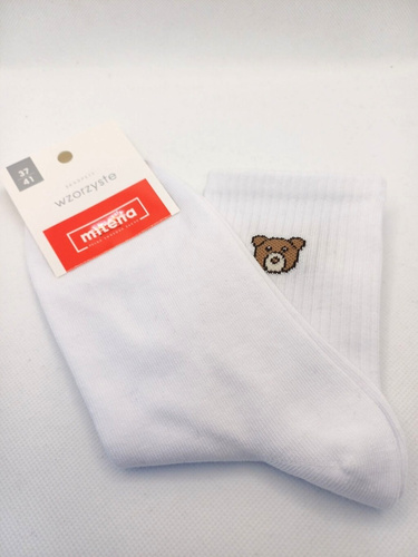 Damskie skarpety Milena 0200-181 – bawełna, wzór niedźwiadka, wygodne na co dzień