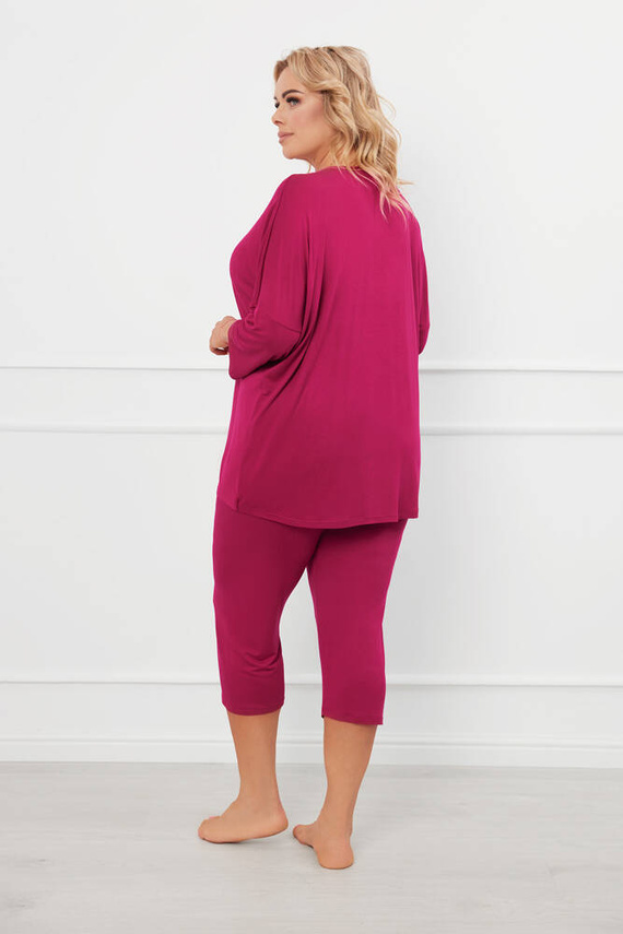 Piżama Damska 3/4 rękaw, 3/4 spodnie Natura Italian Fashion - wino