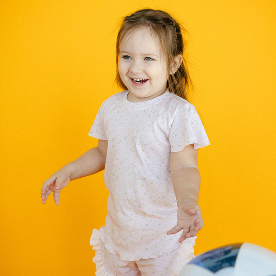 Bluzka dziewczęca z krótkim rękawem Meadow Eevi- różowa