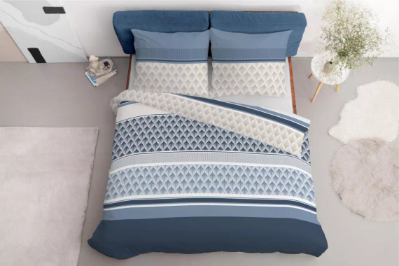 Pościel z mikrofibry geometria 5028 A Detexpol niebieski