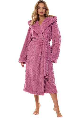 Długi szlafrok damski 2402 Geo Long L&L wiśniowy