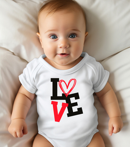 Body krótki rękaw "Walentynki 2024 Love" Moocha biały