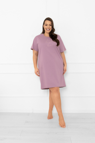 Koszula nocna Ksara – minimalizm i komfort w bawełnianym wydaniu Italian Fashion - wrzosowy