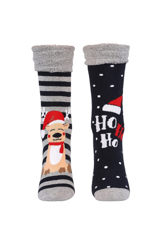 Skarpetki damskie Moraj CSL450-039 – świąteczne, ciepłe, frotte od wewnątrz