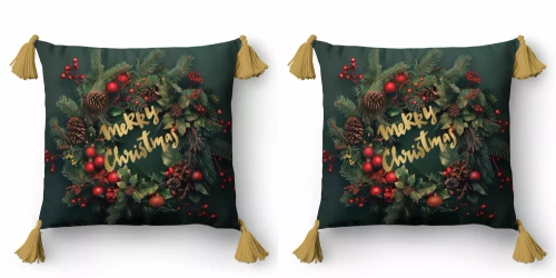 5377 A Merry Christmas, Christmas Deco Detexpol– poszewka dekoracyjna świąteczna 45x45, Panama, zamek błyskawiczny