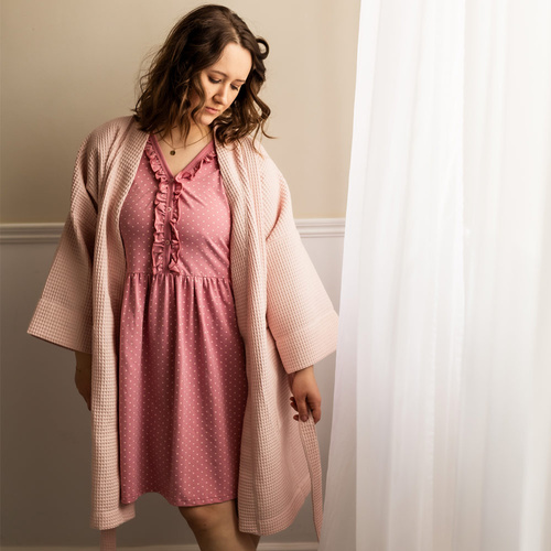 Koszula Nocna ciążowa i do karmienia Linda  Eevi- różowa w serca