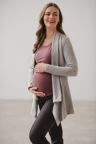 Kardigan ciążowy Mama Wrap Milk&Love jasny szary melanż