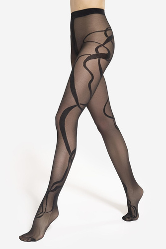 Modern 10 Gatta – rajstopy wzorzyste 40 den, linie artystyczne