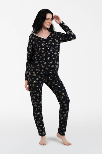 Piżama Damska długi rękaw, długie spodnie Laponia Italian Fashion - druk 