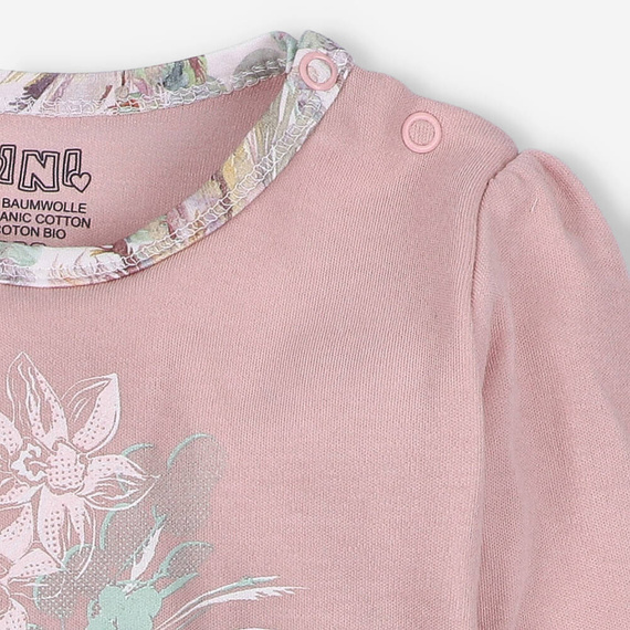 Body kopertowe z bawełny organicznej Magic Flowers Nini - różowe
