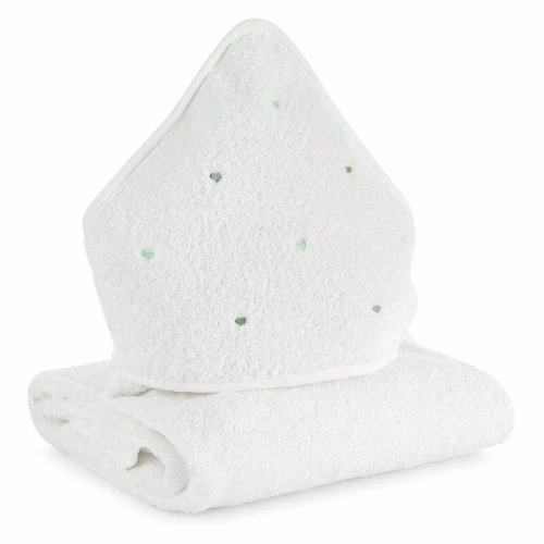 Niemowlęce okrycie kąpielowe Baby 60 Serca Eurofirany biały/miętowy 