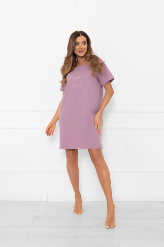 Koszula nocna Ksara – minimalizm i komfort w bawełnianym wydaniu Italian Fashion - wrzosowy