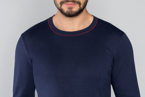 Piżama Męska długi rękaw, długie spodnie Horton talian Fashion - granatowy/druk