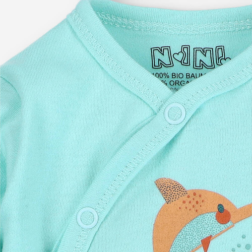 Body kopertowe z bawełny organicznej Morskie Zwierzątka Nini błękitny