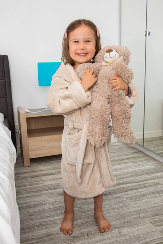 Szlafrok dziecięcy z uszami Teddy ByShelly -beżowy