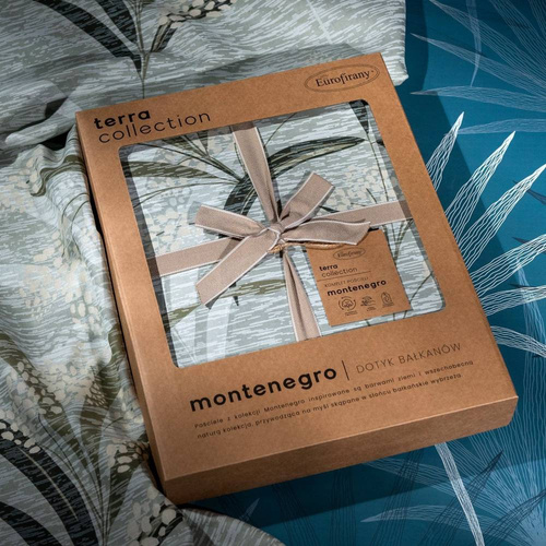 Pościel z bawełny liście Montenegro 6 Eurofirany oliwkowy