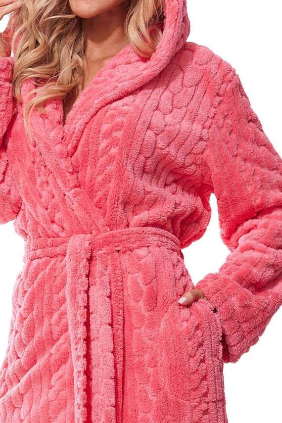 Długi Szlafrok Damski 2309 Swet L&L -koralowy