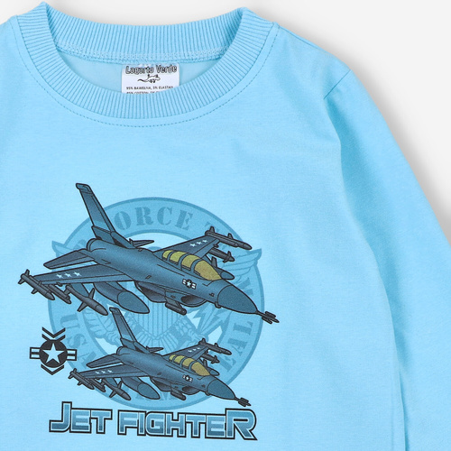 Lagarto Verde bluzka dla chłopca z długim rękawem niebieska– bawełniana, wygodna, trwała