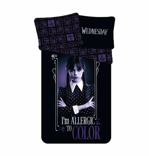 Pościel dziecięca bawełniana Wednesday JF24 Jerry Fabrics czarny fioletowy