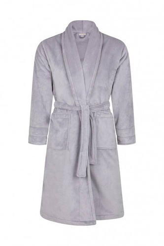 Szlafrok damski polarowy Queen + Korona ByShelly - jasny szary/złoty