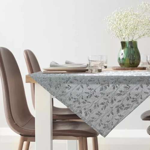 Obrus liście z błyszczącym Simona nadrukiem Eurofirany srebrny