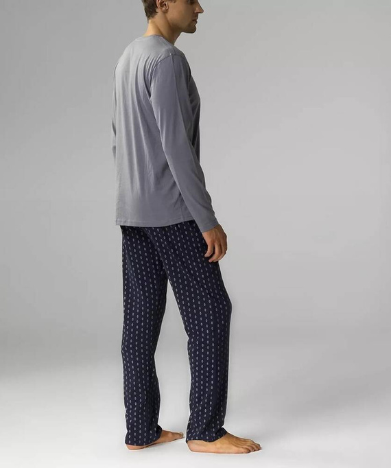 Piżama męska krótki rękaw,NMP-373 Atlantic- szary granatowy