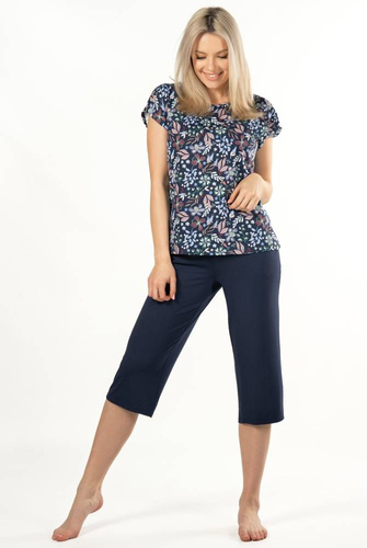Margot Mix&Match Koszulka Piżamowa Druk Nipplex - granatowy