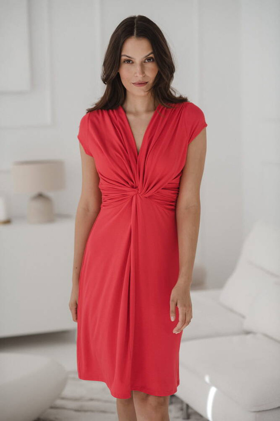 sukienka ciążowa i do karmienia krótki rękaw Loop Milk&Love koralowy