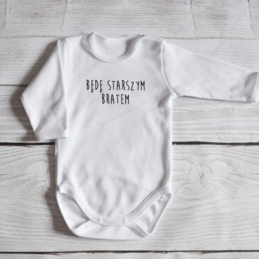 Body długi rękaw "Będę starszym bratem" Moocha białe