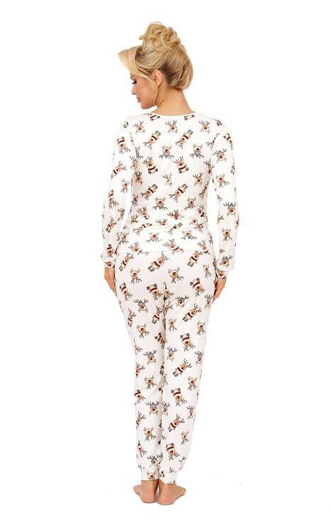 Piżama damska Reni Long Donna - ecru