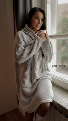 Kocobluza z kapturem unisex Forio Italian Fashion - szary 