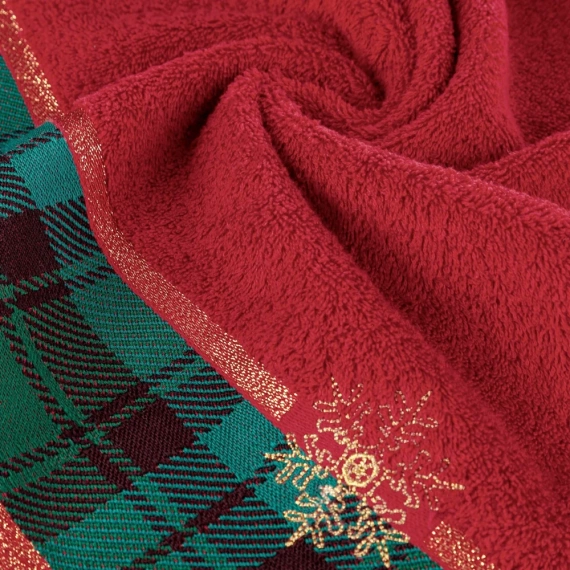 Ręcznik świąteczny w kratkę Cherry 01 Eurofirany bordowy