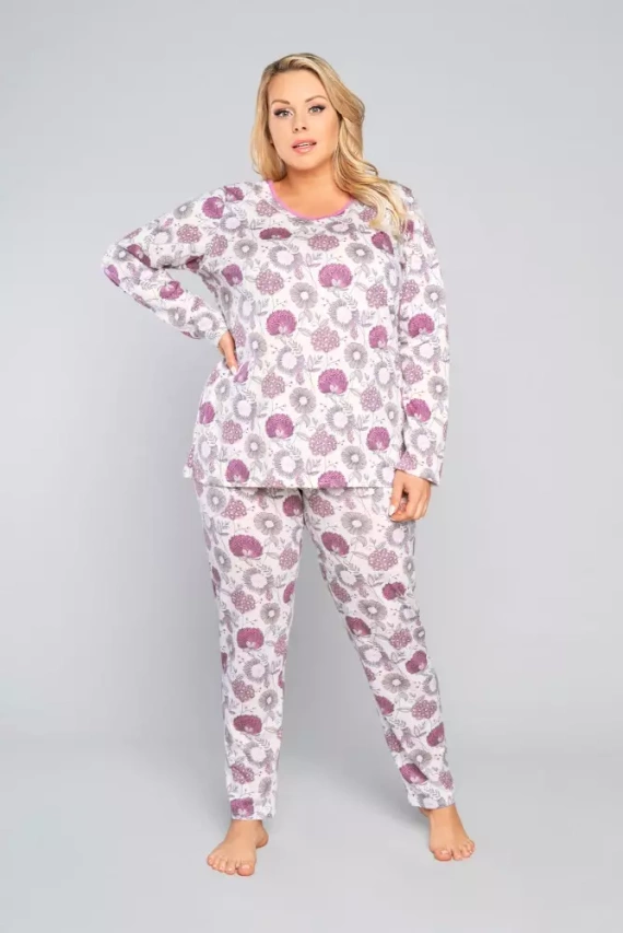 Piżama Damska długi rękaw, spodnie Lobelia Italian Fashion -