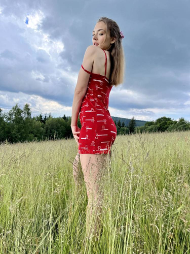 Koszula Nocna 659 Cat Love Forex - czerwony