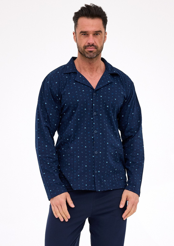 Rozpinana piżama męska 114/80 Cornette | Klasyka z kołnierzykiem i kieszeniami