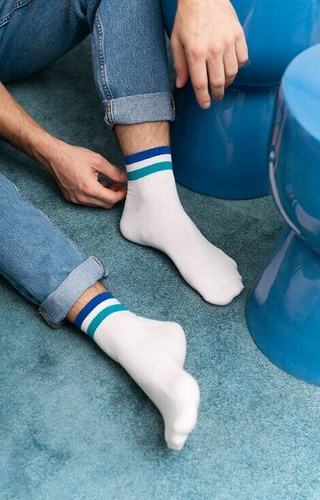 art.054 Sportowe Paski Skarpety Męskie Steven - 300 białe 