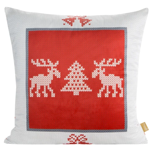 Poszewka świąteczna z motywem skandynawskim Noel 03 Eurofirany czerwony 