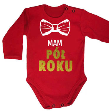 Body długi rękaw "MAM PÓŁ ROKU" Moocha czerwony