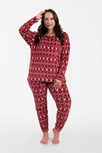 Polarowy Komplet Damski Islandia Italian Fashion - druk bordowy 