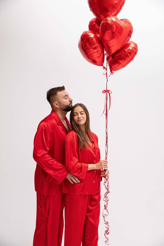 Komplet satynowy Lukas - czerwony