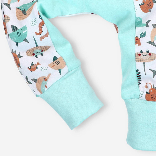 Spodnie dresowe z bawełny organicznej Morskie Zwierzątka Nini błękitny 