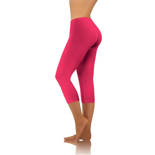 Legginsy damskie sportowe bawełniane kryjące 3/4 Sesto Senso koralowy