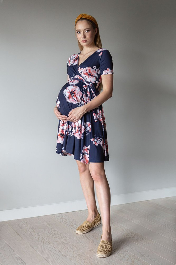 Sukienka ciążowa 122 MIRACLE- granatowy